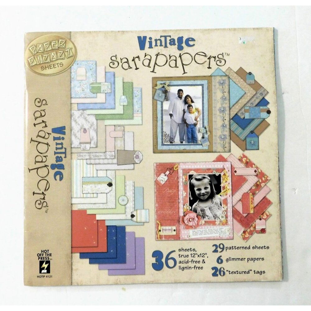 Paper Pizazz Vintage Sarapapers 21 Sheets 12x12 Pattern Glimmer Papers Scrapbook